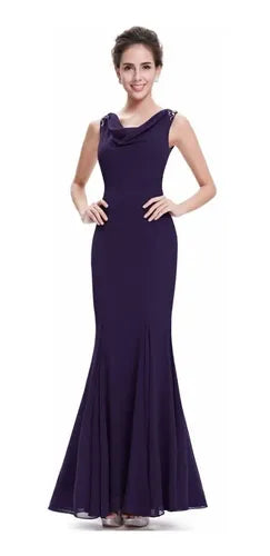 Vestido Fiesta Largo Morado Gasa Ep 68 Violeta 8