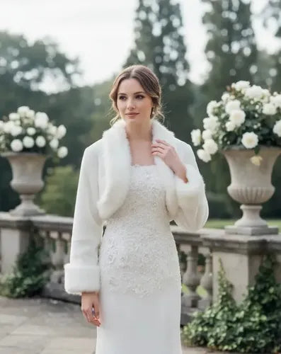 Bolero Chaqueta Capa Imitación Piel Blanco Blanco Única