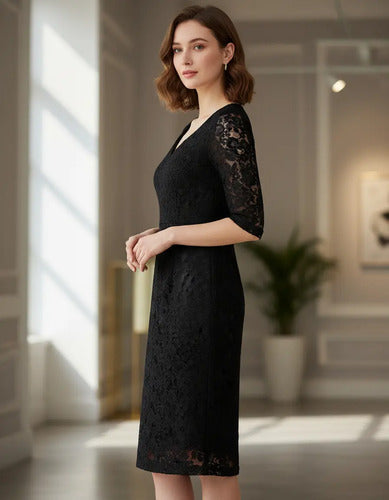 Vestido Encaje Negro Ve 55 Negro M