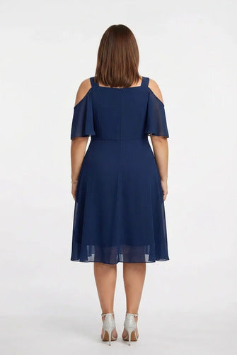 Vestido midi hombros descubiertos multicolor talla grande