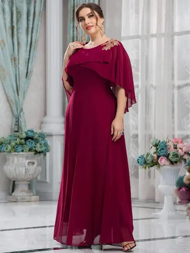 Vestido Fiesta Largo Talla Grande Manga Capa Ep 438