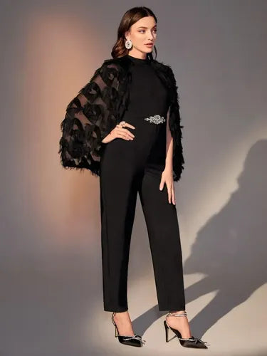 Entero Jumpsuit Mono Fiesta Pedrería Capa El 178