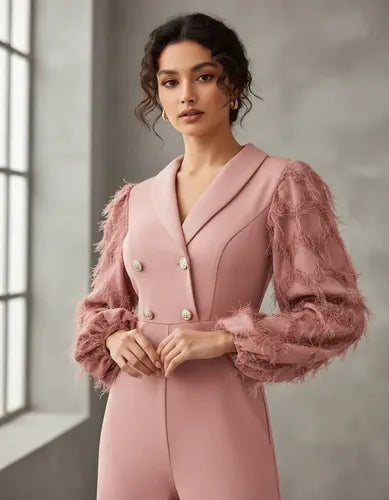 Entero Jumpsuit Mono Fiesta Manga Farol El 189 Rosa L