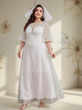 Vestido Novia Boda Manga Farol Talla Grande Curvy Ns 14