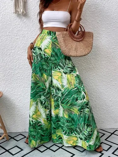 Pantalón Estampado Mujer Cintura Alta Pierna Ancha Pt 10
