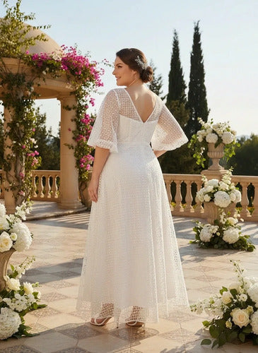 Vestido de novia princesa manga farol escote corazón