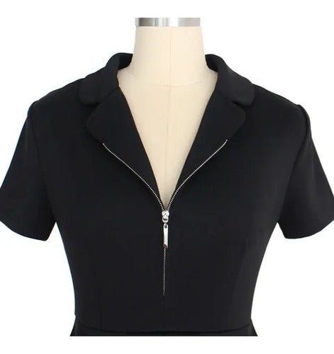 Vestido Negro Peplum Oficina Cóctel Va 334