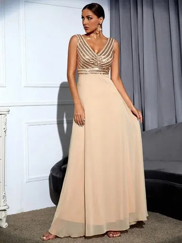 Vestido Fiesta Lentejuelas Gasa  Ep 423