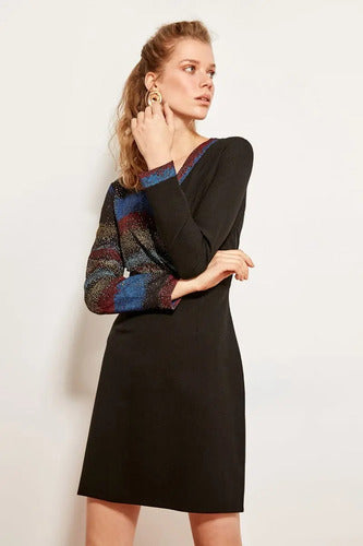 Vestido Negro Manga Larga Td 26 Negro 38