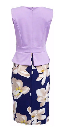 Vestido Lila Peplum Sin Mangas Va 161 Lila 2xl