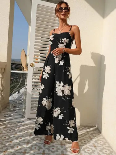 Entero Jumpsuit Enterito Mono Estampado Pierna Ancha El 77 Azul M