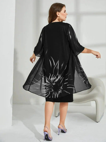 Vestido Fiesta Talla Grande  Negro Vg 48