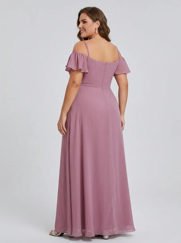 Vestido largo de fiesta talla grande hombros descubiertos