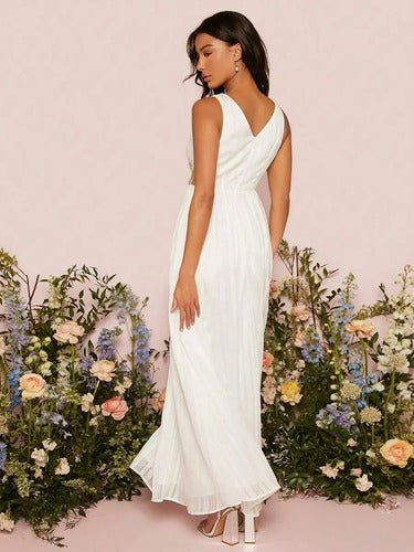 Vestido Blanco Novia Civil Largo Transparencia Nc 08