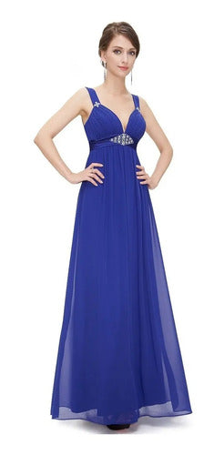Vestido Mujer De Fiesta Largo Matrimonio Gasa Ep 09 Azul 6