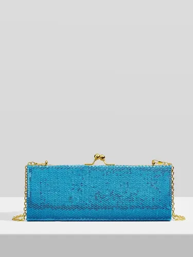 Cartera Brillos Fiesta Coctel Día Noche Clutch Mano Ct 12 Azul