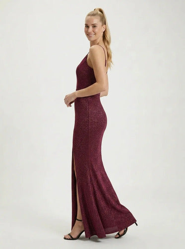 Vestido largo bodycon escote V con tajo