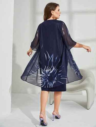Vestido Fiesta Talla Grande  Negro Vg 48