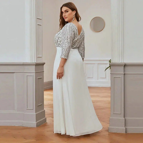 Vestido De Fiesta Novia Largo Matrimonio Talla Grande Ep 172