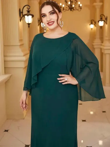 Vestido Fiesta Largo Talla Grande Manga Capa Ep 426
