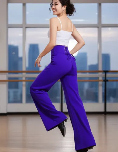Pantalones De Baile Latino Para Mujer, De Pierna Ancha Pt 13