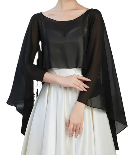 Bolero Capa Novia Gasa Chal Tapado Fiesta Bb 03
