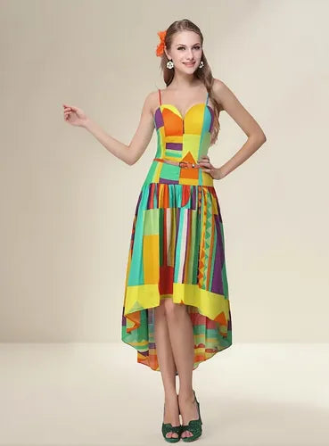 Vestidos Fiesta Más Corto Adelante  Modelo Ep 15 Amarillo 8
