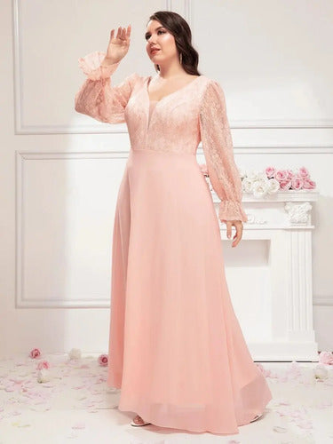 Vestido Fiesta Largo Matrimonio Talla Grande Ep 431