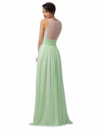 Vestido Largo Verde Claro Gasa  Modelo Gk 04 Verde Claro 8