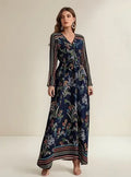 Vestido Largo Bohemio Estampado Escote Cruzado Vd 98