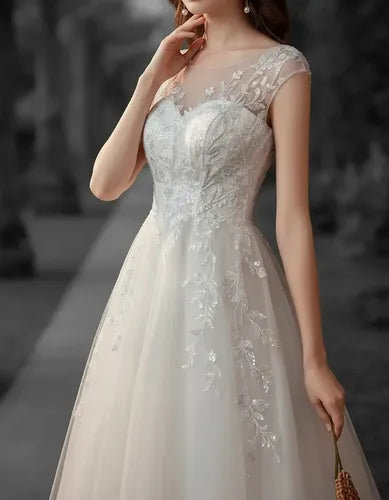 Vestido De Novia Floral Lentejuelas Nf 08
