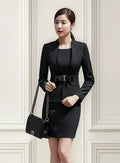 Vestido Blazer Conjunto Traje Oficina Pequeño Va 414 Negro L