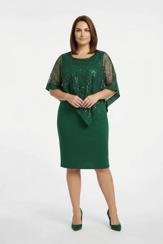 Vestido tubo manga capa talla grande