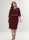 Vestido Talla Grande Burdeo Vg 75