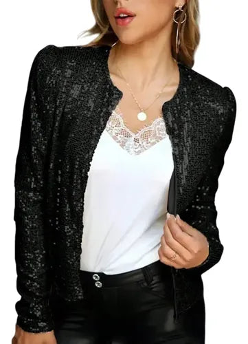 Bolero Blazer Tapado Fiesta Lentejuelas Abierto Bb 01