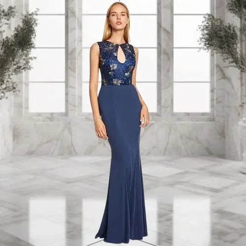 Vestido Fiesta Largo Delgado Ep 203 Azul 6