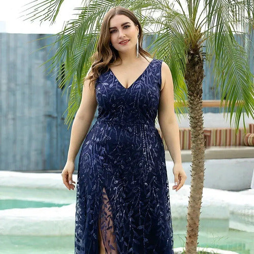 Vestido Fiesta Largo Matrimonio Azul Burdeo  Ep 166