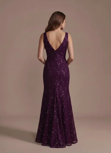Vestido largo de encaje corte sirena