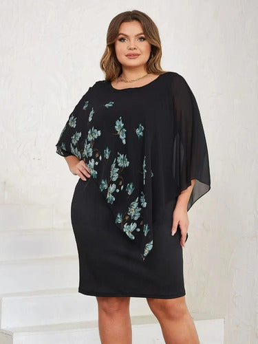 Vestido Fiesta Talla Grande Negro  Vg 76 Negro 2xl