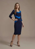 Vestido midi negro formal corte tubo cóctel y oficina