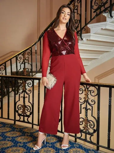 Entero Jumpsuit Mono Fiesta Lentejuelas Talla Grande Vg 122