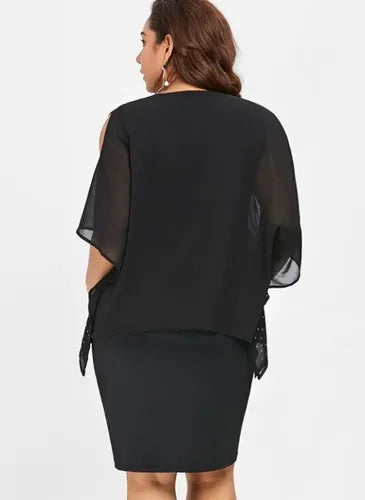 Vestido Fiesta Talla Grande Negro Modelo Vg 53 Negro L