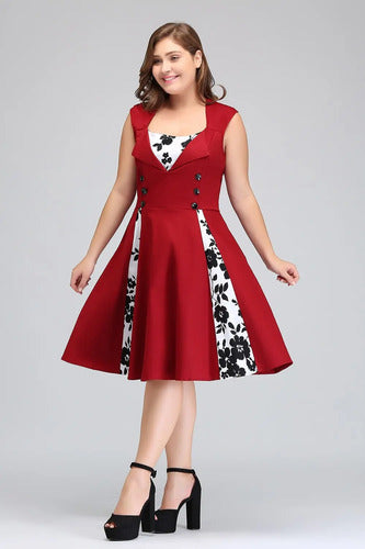 Vestido Vintage Pin Up, Burdeo Negro Años 50 Va 270