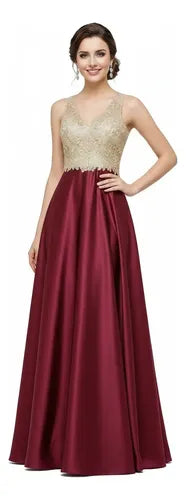 Vestido largo de fiesta en satín halter