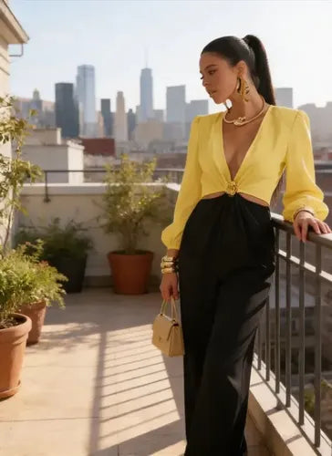 Entero Jumpsuit Mono Escote V Pierna Ancha El 152