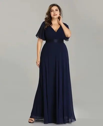 Vestido Fiesta Largo Burdeo Azul Talla Grande 18 20 22 Ep 16