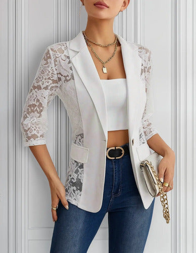 Blazer Con Encaje Chaqueta Bolero  Bb 16