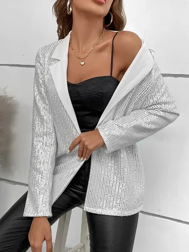 Bolero Blazer Tapado Fiesta Lentejuelas Bb 02 Blanco S