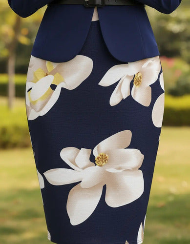 Vestido 2 Piezas Blazer Negro Y Azul Talla Grande Va 250 Azul Xl