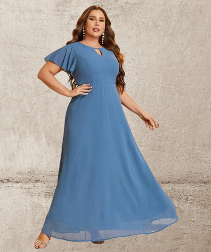 Vestido Fiesta Largo Matrimonio Talla Grande Ep 431